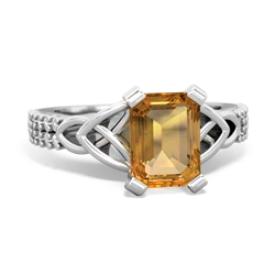 Thumbnail for Citrine Celtic Knot Engagement 14K White Gold ring R26448EM - top view