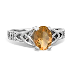 Thumbnail for Citrine Celtic Knot Engagement 14K White Gold ring R26448VL - top view