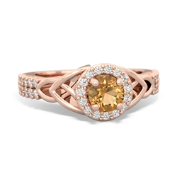 Citrine Celtic Knot Halo 14K Rose Gold ring R26445RH