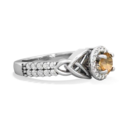 Citrine Celtic Knot Halo 14K White Gold ring R26445RH