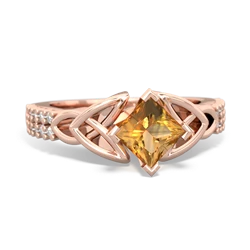 Citrine Celtic Knot 5Mm Square Engagement 14K Rose Gold ring R26445SQ