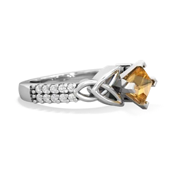 Citrine Celtic Knot 5Mm Square Engagement 14K White Gold ring R26445SQ