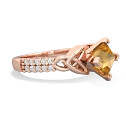 Citrine Celtic Knot 6Mm Princess Engagement 14K Rose Gold ring R26446SQ