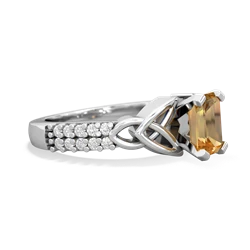 Citrine Celtic Knot 7X5 Emerald-Cut Engagement 14K White Gold ring R26447EM