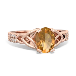 Citrine Celtic Knot 8X6 Oval Engagement 14K Rose Gold ring R26448VL