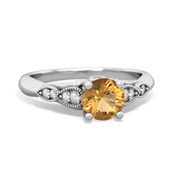 Citrine Antique Elegance 14K White Gold ring R3100