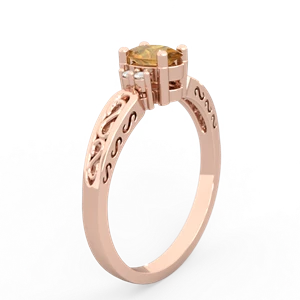Citrine Filligree Scroll Oval 14K Rose Gold ring R0812