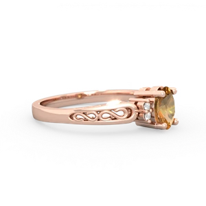 Citrine Filligree Scroll Oval 14K Rose Gold ring R0812