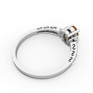 Citrine Filligree Scroll Oval 14K White Gold ring R0812