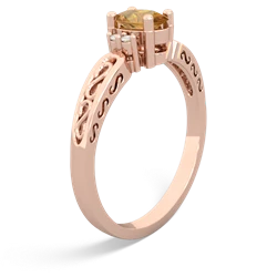 Citrine Filligree Scroll Oval 14K Rose Gold ring R0812