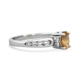 Citrine Filligree Scroll Oval 14K White Gold ring R0812