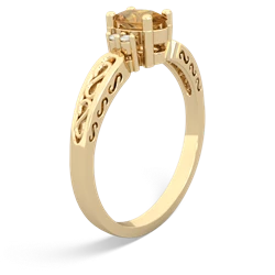 Citrine Filligree Scroll Oval 14K Yellow Gold ring R0812