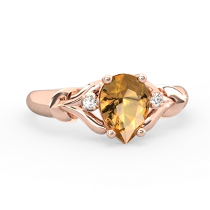 Citrine Precious Pear 14K Rose Gold ring R0826