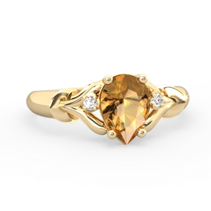 Citrine Precious Pear 14K Yellow Gold ring R0826