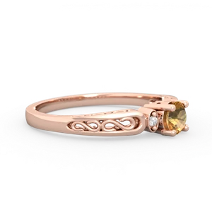 Citrine Filligree Scroll Round 14K Rose Gold ring R0829