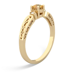 Citrine Filligree Scroll Round 14K Yellow Gold ring R0829