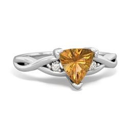 Citrine Trillion Twist 14K White Gold ring R2104