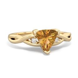 Citrine Trillion Twist 14K Yellow Gold ring R2104