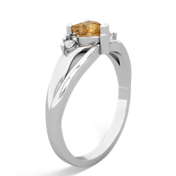 Citrine Split Band Swirl 14K White Gold ring R2130