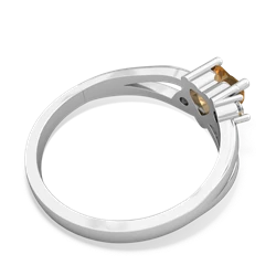 Citrine Split Band Swirl 14K White Gold ring R2130