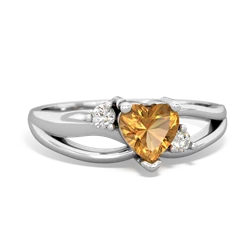 Citrine Split Band Swirl 14K White Gold ring R2130