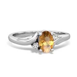 Citrine Elegant Swirl 14K White Gold ring R2173