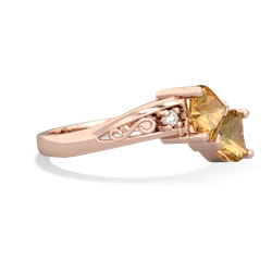 Citrine Snuggling Hearts 14K Rose Gold ring R2178