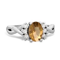 Citrine Victorian Twist 14K White Gold ring R2497