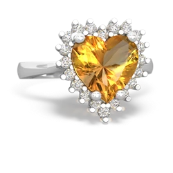 Thumbnail for Citrine Halo Heart 14K White Gold ring R0391 - top view