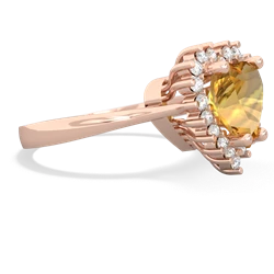 Citrine Sparkling Halo Heart 14K Rose Gold ring R0391