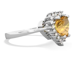 Citrine Sparkling Halo Heart 14K White Gold ring R0391