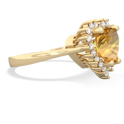 Citrine Sparkling Halo Heart 14K Yellow Gold ring R0391