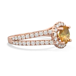 Citrine Pave Halo 14K Rose Gold ring R5490