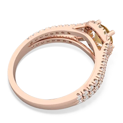 Citrine Pave Halo 14K Rose Gold ring R5490