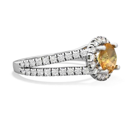 Citrine Pave Halo 14K White Gold ring R5490