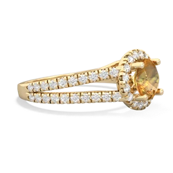 Citrine Pave Halo 14K Yellow Gold ring R5490