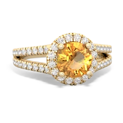 Citrine Pave Halo 14K Yellow Gold ring R5490