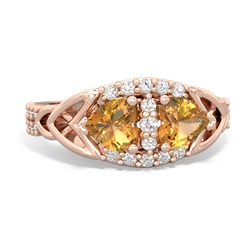 Citrine Sparkling Celtic Knot 14K Rose Gold ring R2645