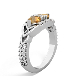 Citrine Sparkling Celtic Knot 14K White Gold ring R2645