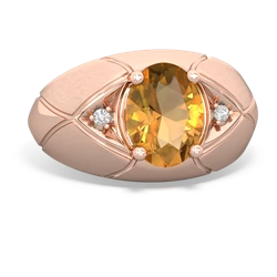 Citrine Men's Crossroads 14K Rose Gold ring R0361