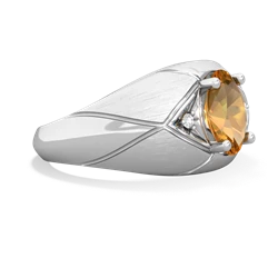 Citrine Men's Crossroads 14K White Gold ring R0361