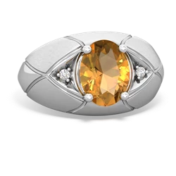 Citrine Men's Crossroads 14K White Gold ring R0361