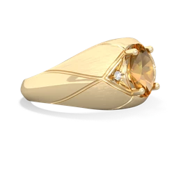 Citrine Men's Crossroads 14K Yellow Gold ring R0361