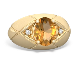 Citrine Men's Crossroads 14K Yellow Gold ring R0361