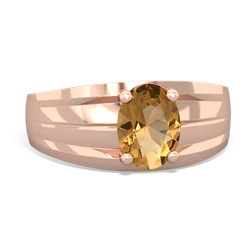 Citrine Men's Two Lane 14K Rose Gold ring R0363