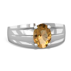 Citrine Men's Two Lane 14K White Gold ring R0363