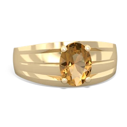 Citrine Men's Two Lane 14K Yellow Gold ring R0363