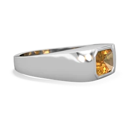 Citrine Men's Emerald-Cut Bezel 14K White Gold ring R0410