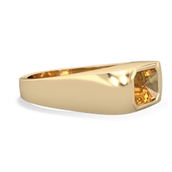 Citrine Men's Emerald-Cut Bezel 14K Yellow Gold ring R0410