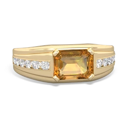 Thumbnail for Citrine Men's Channel 14K Yellow Gold ring R0500 - top view